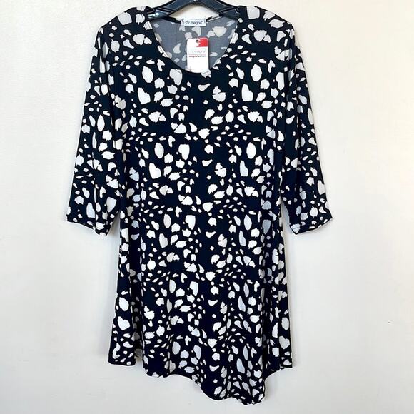NEW (Magna Fashion) Womens Asymmetrical Irregular Dots Tunic Top SIZE 10/12 - Picture 1 of 8